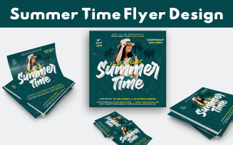 Summer Time Party Flyer Post Banner Design Social Media