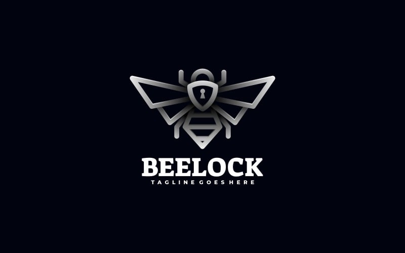 Bee Lock Line Art Gradient Logo Logo Template