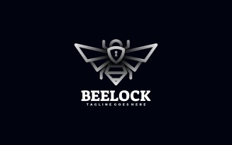 Bee Lock Line Art Gradient Logo