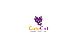 Cute Little Cat Logo Template