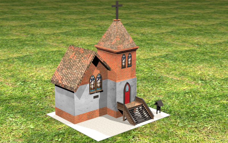3D Small Church with Texture Model