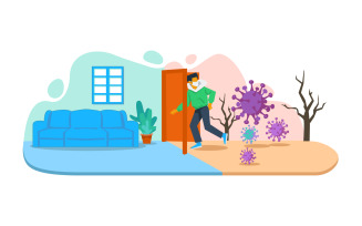 Free Stay Safe In Home Illustration Concept