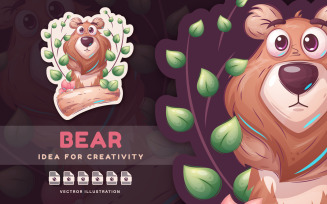 Cartoon Character Animal Bear - Sticker