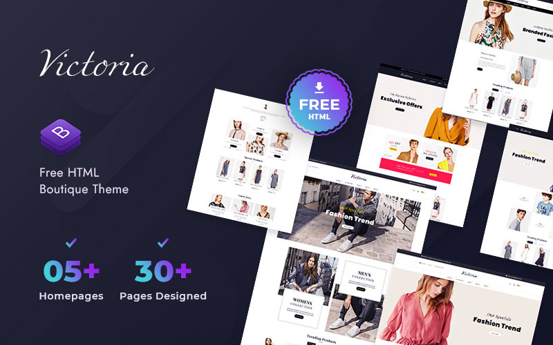 Free Victoria HTML Template Website for Online Fashion Store Website Template