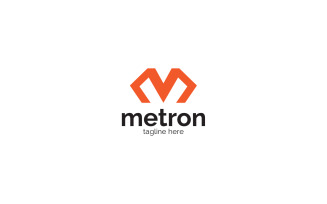 M Letter Metron Logo Design Template