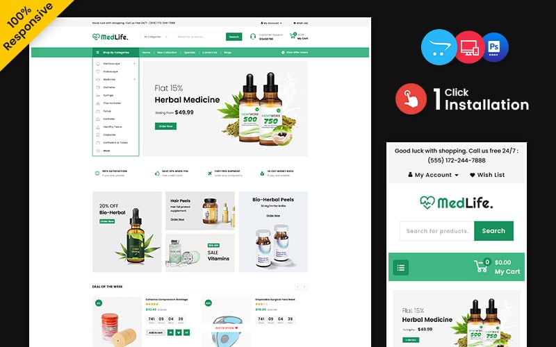 Medlife Store – Medical and Drug Multipurpose OpenCart Store OpenCart Template