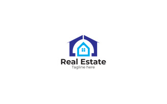 Real Estate Logo Blue Design Template