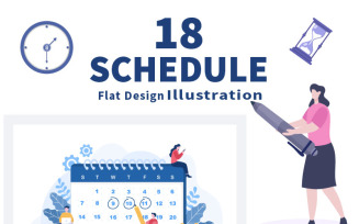 18 Planning Schedule or Time Management Calendar Illustration