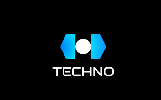 Blue Tech Letter H Gradient Logo