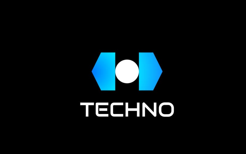 Blue Tech Letter H Gradient Logo Logo Template