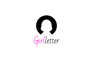 Girl Negative Space Letter C Logo