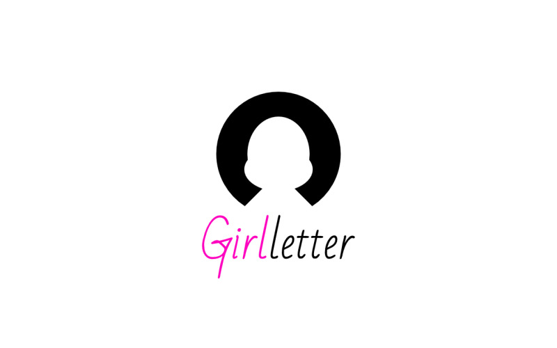 Girl Negative Space Letter C Logo Logo Template