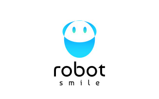 Tech Gradient Blue Smile Robot Logo
