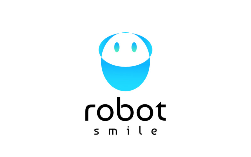 Tech Gradient Blue Smile Robot Logo Logo Template