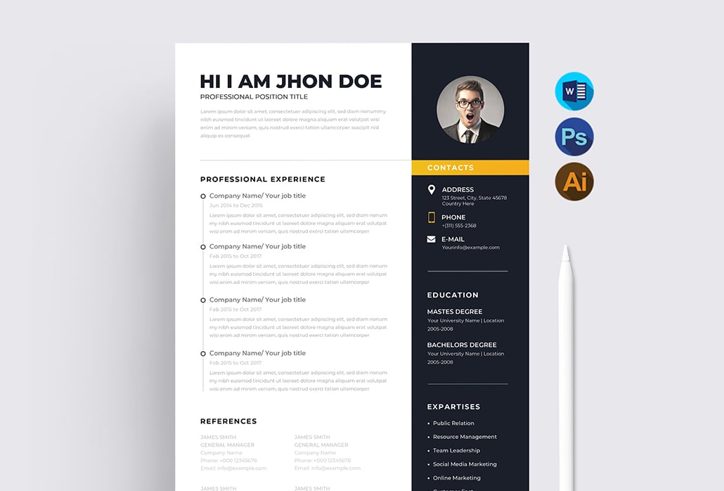 Template #207653 Resume Clean Webdesign Template - Logo template Preview