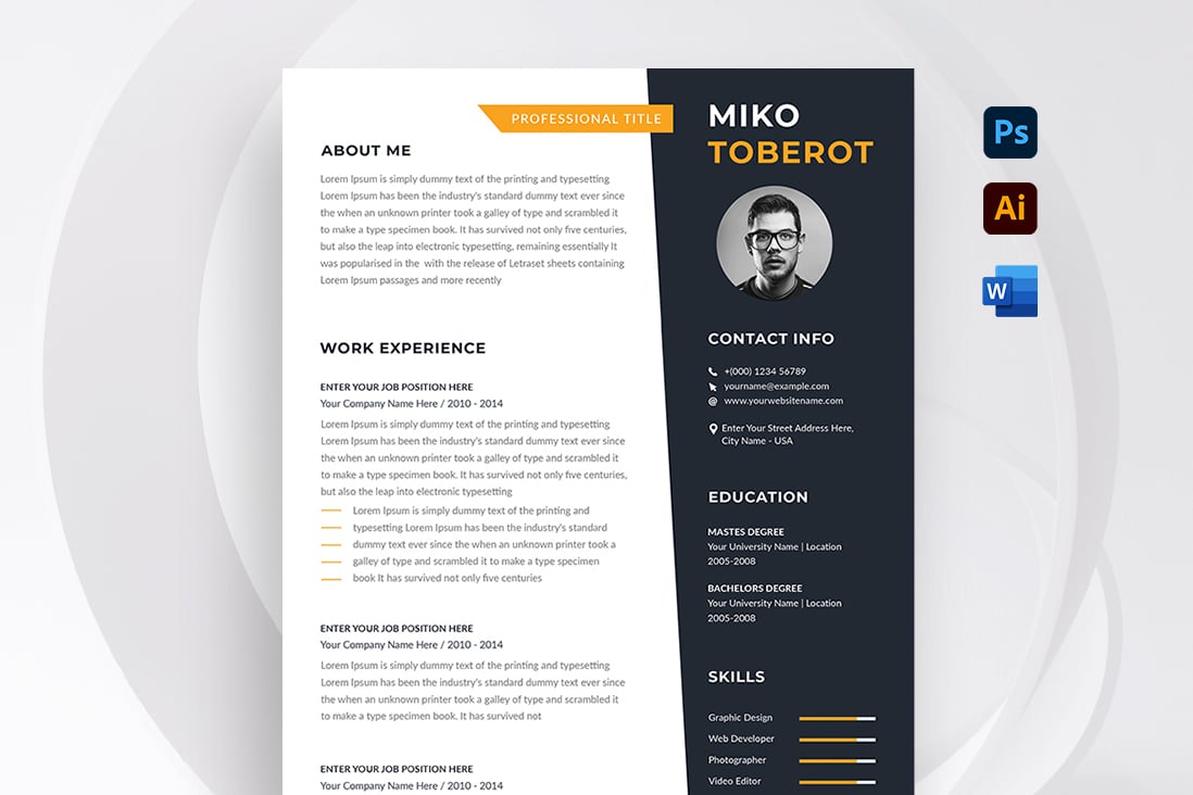 Template #207654 Resume Clean Webdesign Template - Logo template Preview