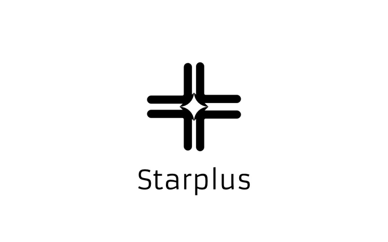 Simple Star Health Plus Logo Logo Template