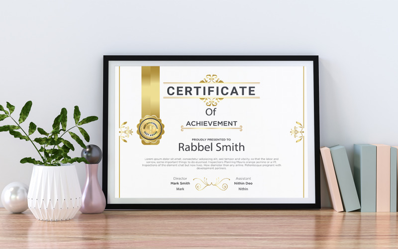 Creative Golden Certificate For Achievement Template Certificate Template