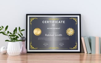 Golden Certificate For Achievement Template