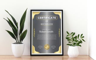 Golden Certificate For Best Employee
