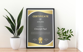 Golden Certificate Of Diploma Template