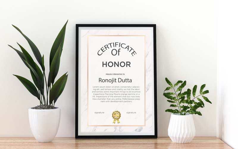Honor Certificate Vertical Design Certificate Template