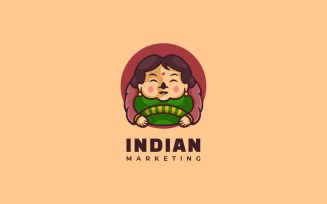 Indian Woman Cartoon Logo Style