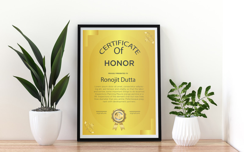 Modern Honor Certificate Design Certificate Template