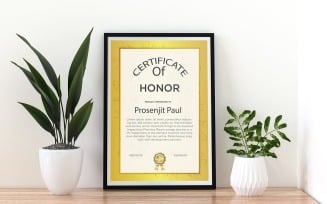 Vertical Honor Certificate With Floral Background