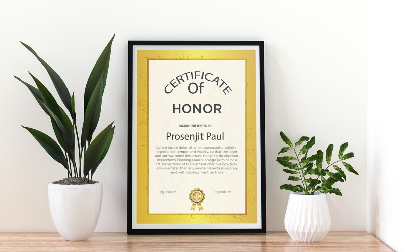 Vertical Honor Certificate With Floral Background Certificate Template