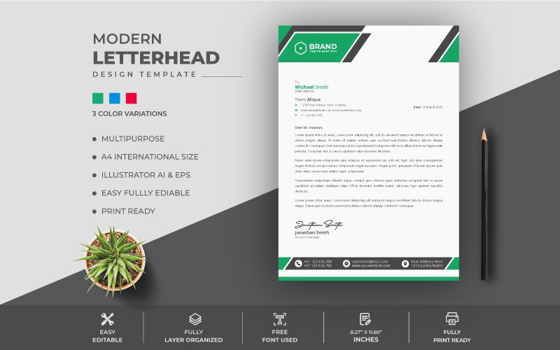 Template #207803 Letterhead Design Webdesign Template - Logo template Preview