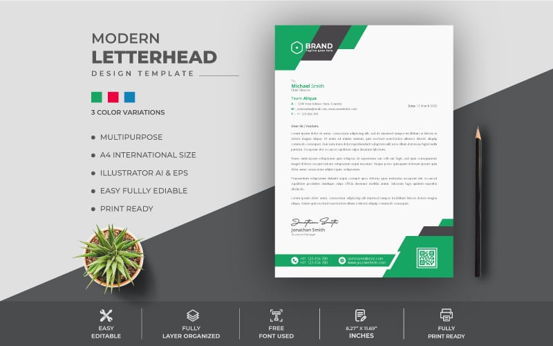 Template #207804 Letterhead Design Webdesign Template - Logo template Preview