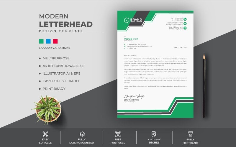 Template #207805 Letterhead Design Webdesign Template - Logo template Preview