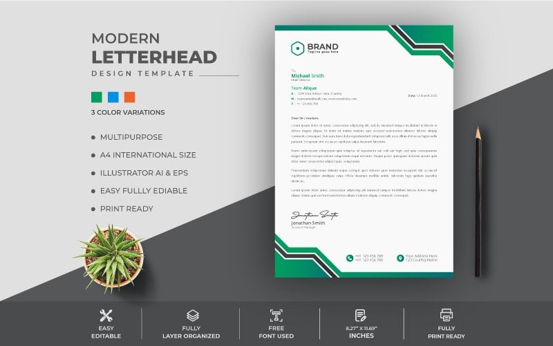 Template #207806 Letterhead Design Webdesign Template - Logo template Preview