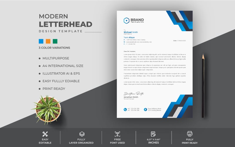 Template #207807 Letterhead Design Webdesign Template - Logo template Preview