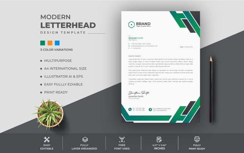 Template #207808 Letterhead Design Webdesign Template - Logo template Preview