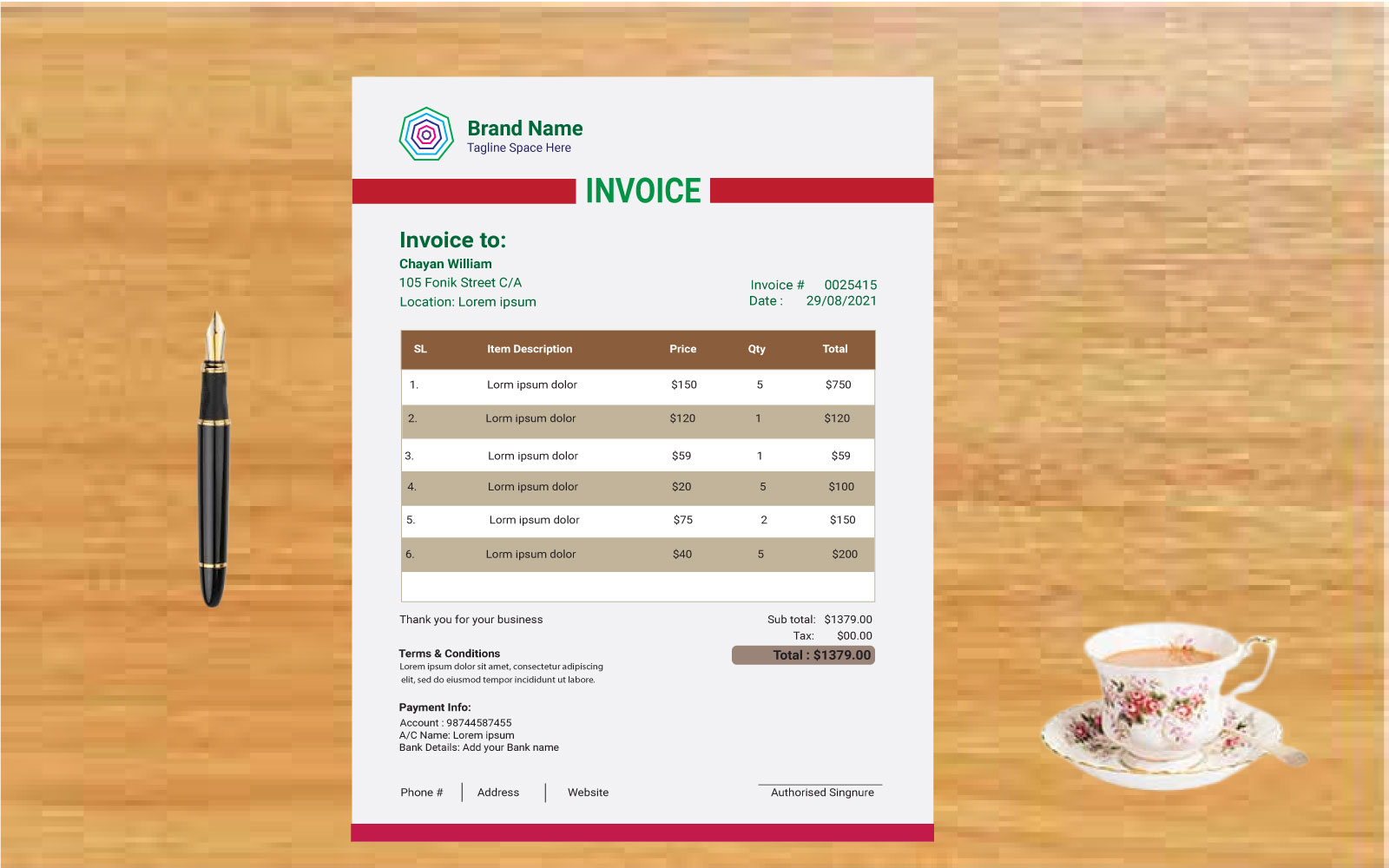 Template #207820 Invoiceinvoice Template Webdesign Template - Logo template Preview