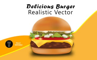 Delicious Burger Realistic Vector