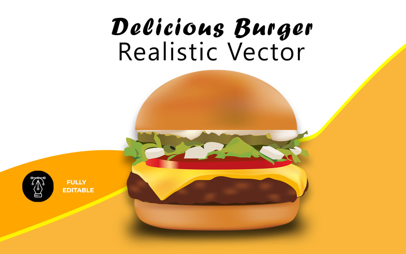 Delicious Realistic Burger Vector Design Vector Graphic