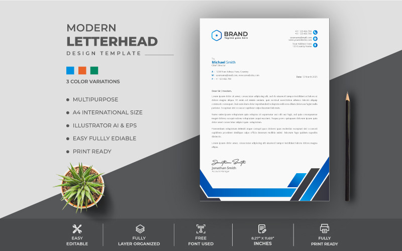 Modern Clean Letterhead Design Template Corporate Identity