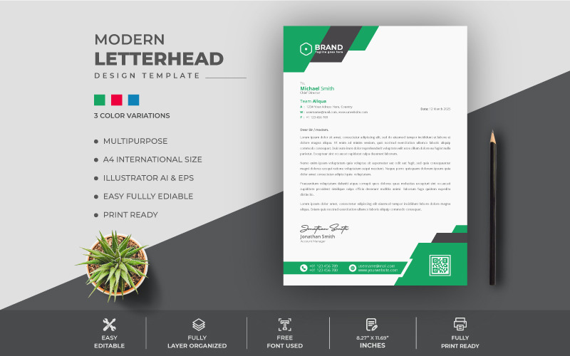 Modern Letterhead Design Template Corporate Identity