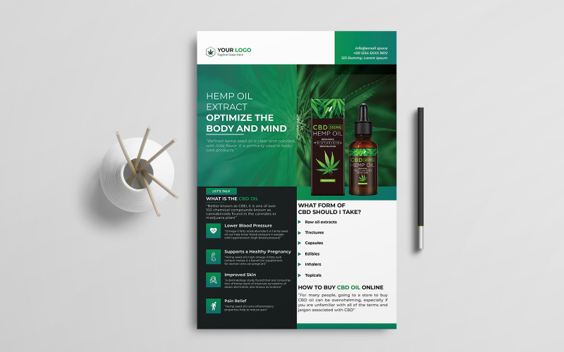 New Hemp Product Flyer Template Design Corporate Identity