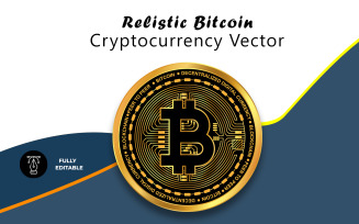 Realistic Bitcoin Cryptocurrency Vector