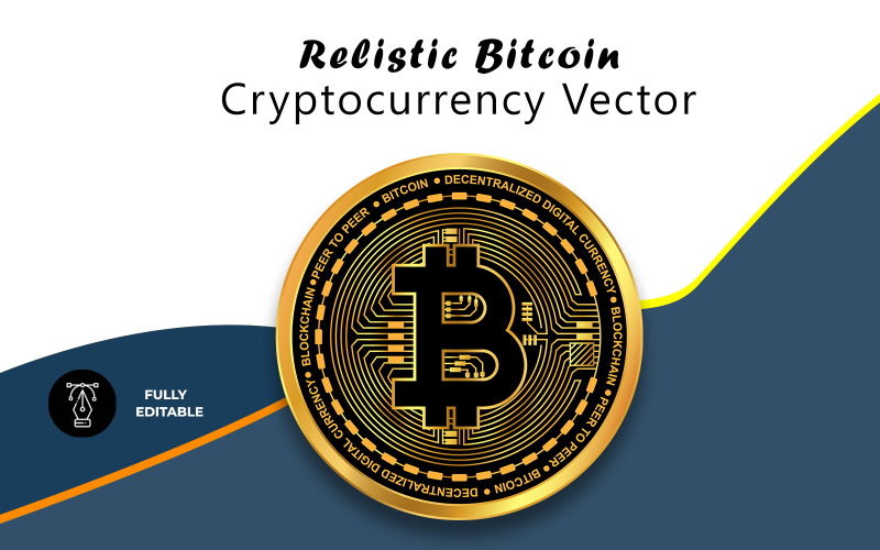 Realistic Bitcoin Cryptocurrency Vector Vector Graphic