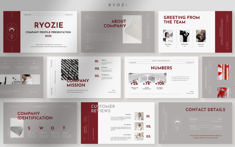 Ryozie - Red Wine Modern Company Profile Presentation PowerPoint Template