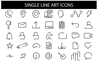 Single Line Art Icons Template