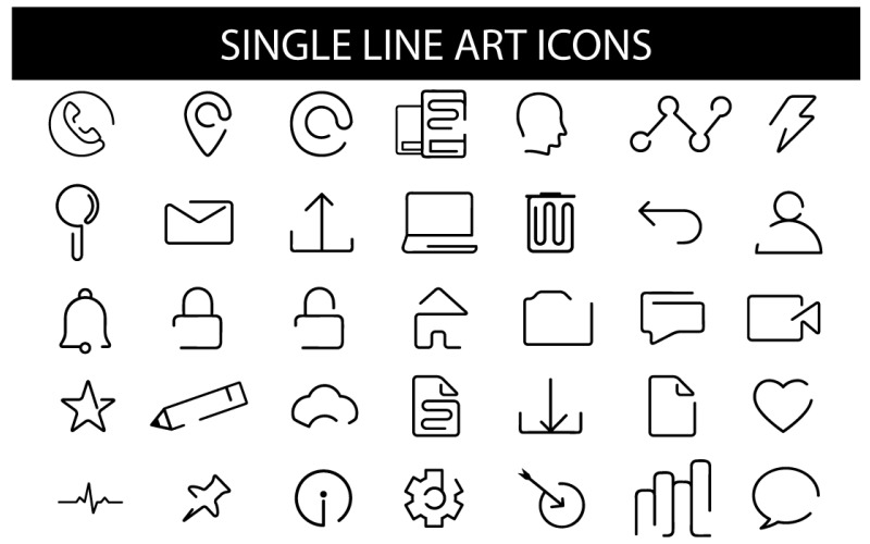Single Line Art Icons Template Icon Set