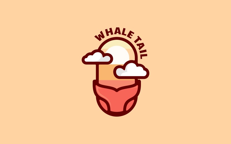 Whale Tail Simple Mascot Logo Logo Template