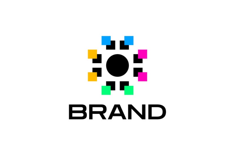 Abstract Futuristic Colorful Flat Logo Logo Template