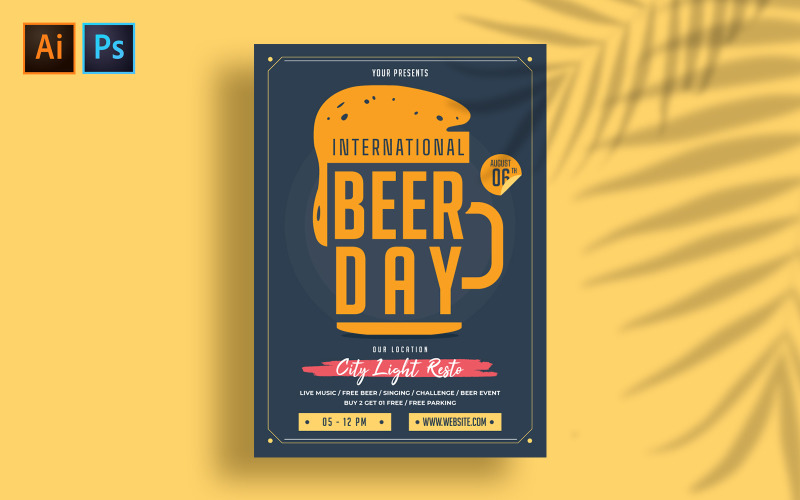Attractive Beer Day Flyer Template Corporate Identity